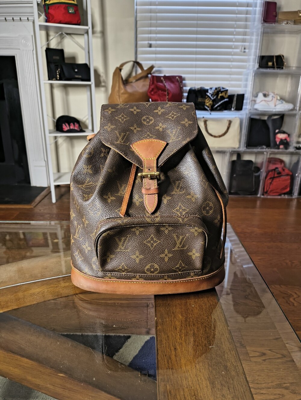 Louis Vuitton Monogram Montsouris MM Backpack Brown Canvas Leather Made in Franc